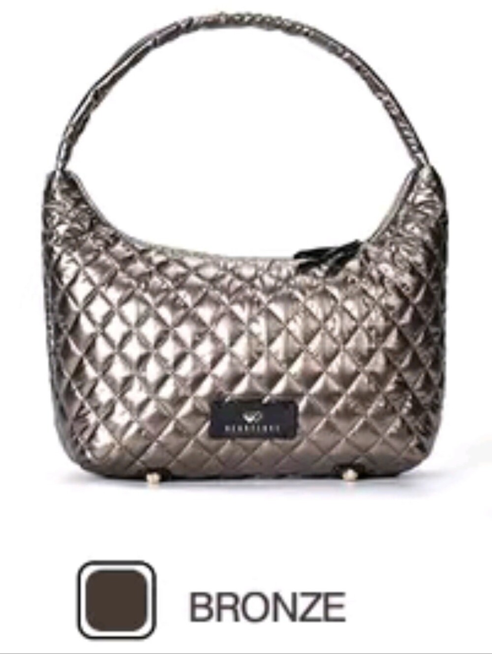 Heartlove Quilted Bronze Shoulder Bag - 9.8x3.4 New Sealed